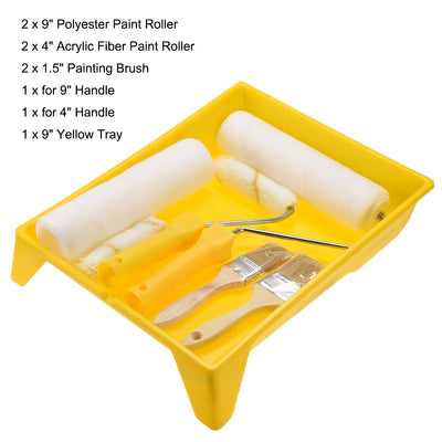 Harfington Paint Roller Kit,4 In / 9 In Roller for Household Wall Painting Treatment with Tray and Brush