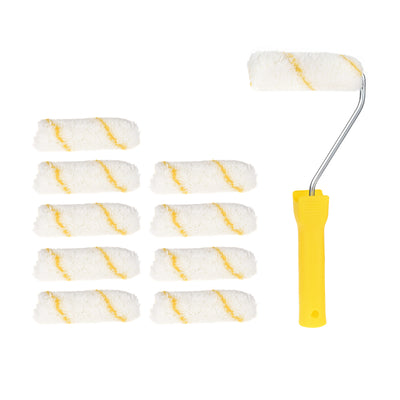 Harfington 10xPaint Roller Brush 4 Inch 104mm for Household Wall Painting Treatment with 1xPlastic Handle