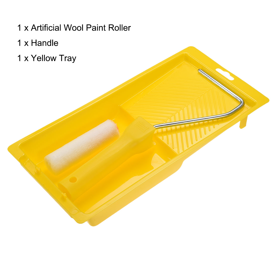 Harfington Artificial Wool Paint Roller Brush 4 Inch 10cm  for Household Painting Treatment with Handle and Tray