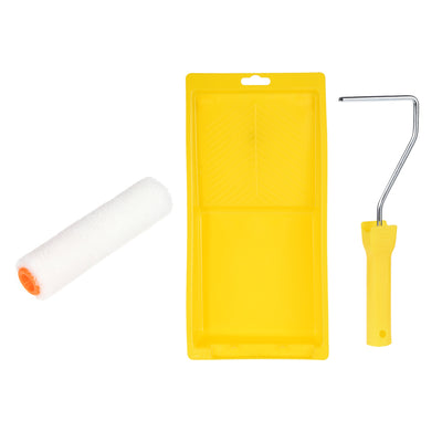 Harfington Artificial Wool Paint Roller Brush 4 Inch 10cm  for Household Painting Treatment with Handle and Tray