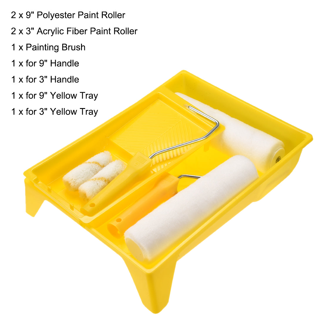 Harfington Paint Roller Kit,3 In / 9 In Roller for Household Wall Painting Treatment with Tray and Brush