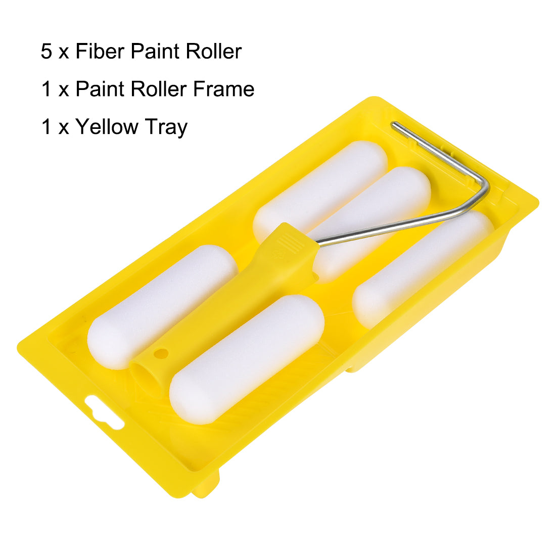 Harfington Paint Roller Kit, 4 Inch 5xPaint Roller Covers, 1xPaint Roller Frame, 1xPaint Roller Tray, 8Pcs