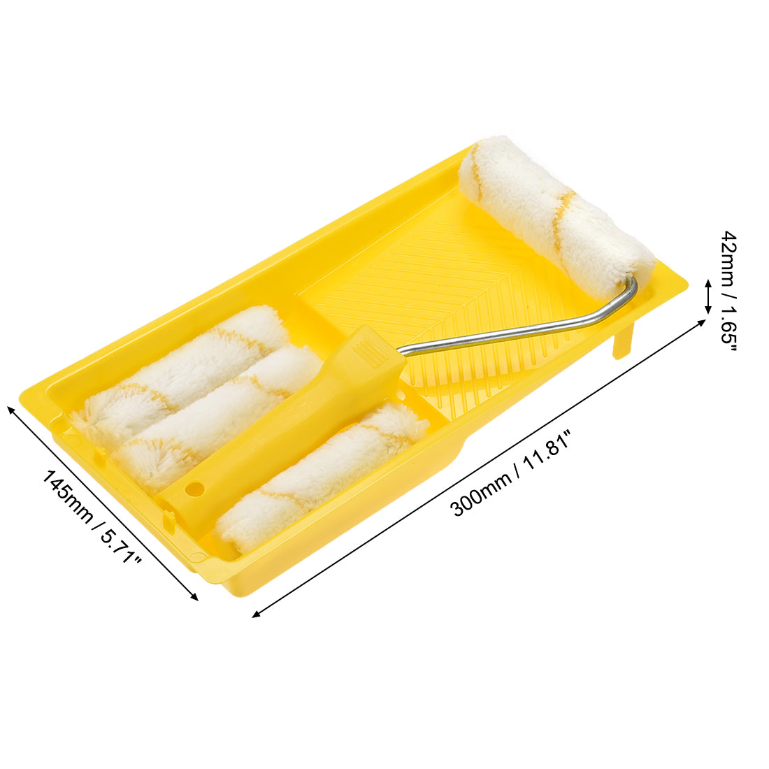 Harfington Paint Roller Kit, 4 Inch 4xPaint Roller Covers, 1xPaint Roller Frame, 1xPaint Roller Tray, 6Pcs