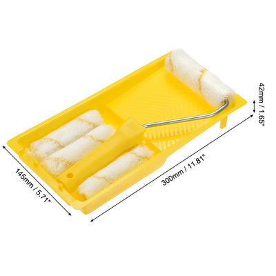 Harfington Paint Roller Kit, 4 Inch 4xPaint Roller Covers, 1xPaint Roller Frame, 1xPaint Roller Tray, 6Pcs