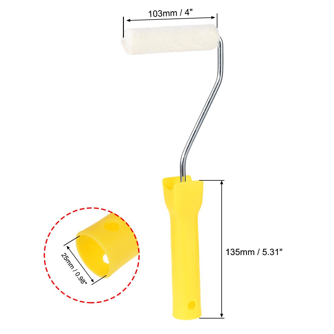 Harfington 5xWool Paint Roller Brush 4 Inch 10cm for Household Painting Treatment w 1xHandle and Tray