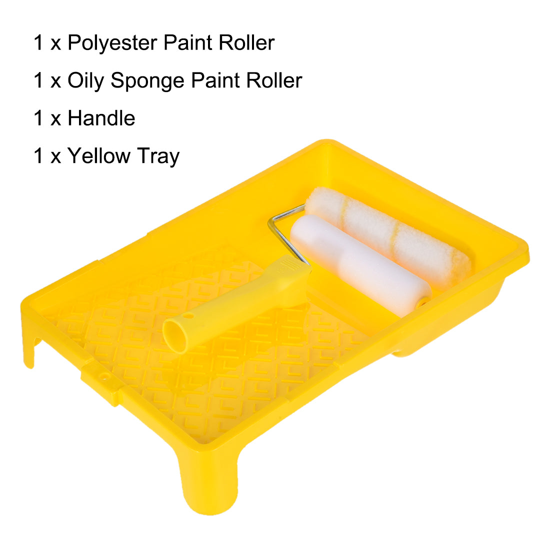 Harfington 2xPaint Roller Brush 6 Inch for Household Wall Painting Treatment with 1xPlastic Handle and 1xTray