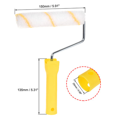 Harfington 2xPaint Roller Brush 6 Inch for Household Wall Painting Treatment with 1xPlastic Handle and 1xTray