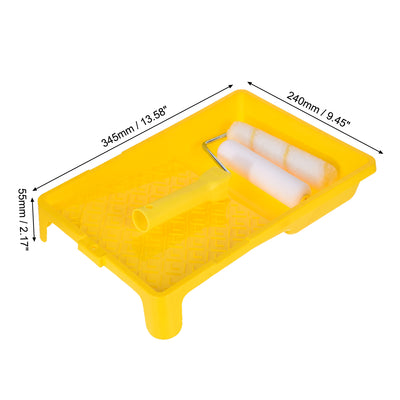 Harfington 2xPaint Roller Brush 6 Inch for Household Wall Painting Treatment with 1xPlastic Handle and 1xTray