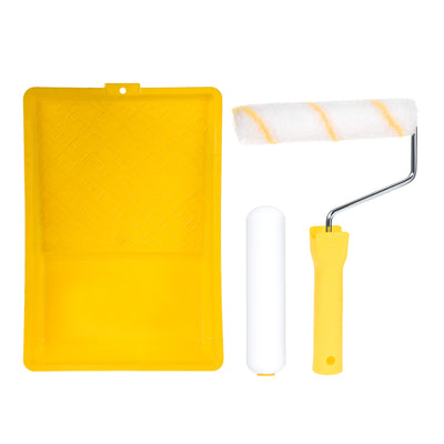 Harfington 2xPaint Roller Brush 6 Inch for Household Wall Painting Treatment with 1xPlastic Handle and 1xTray