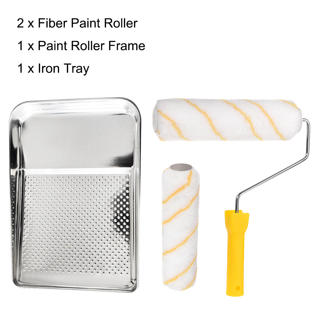 Harfington Paint Roller Kit, 9 Inch 2xPaint Roller Covers, 1xPaint Roller Frame, 1xIron Paint Roller Tray, 4Pcs