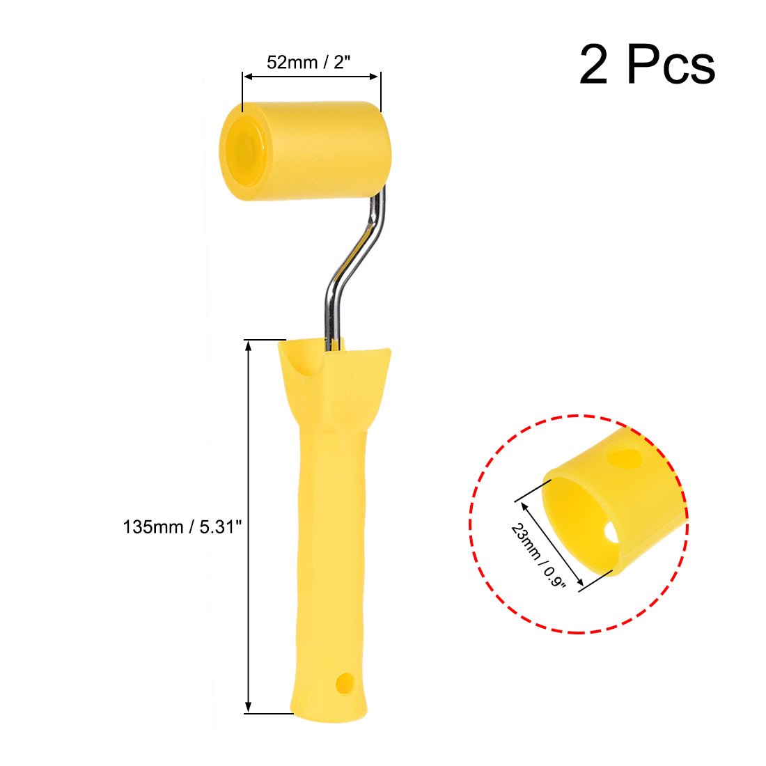 Harfington Nitrile Rubber Paint Roller Brush 2 Inch 5cm for Household Wall Painting Treatment with Plastic Handle 2pcs