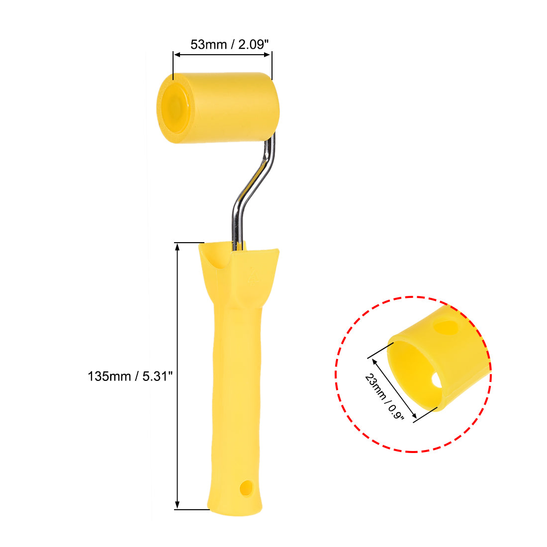 Harfington Nitrile Rubber Paint Roller Brush 2 Inch 5cm for Household Wall Painting Treatment with Plastic Handle Yellow
