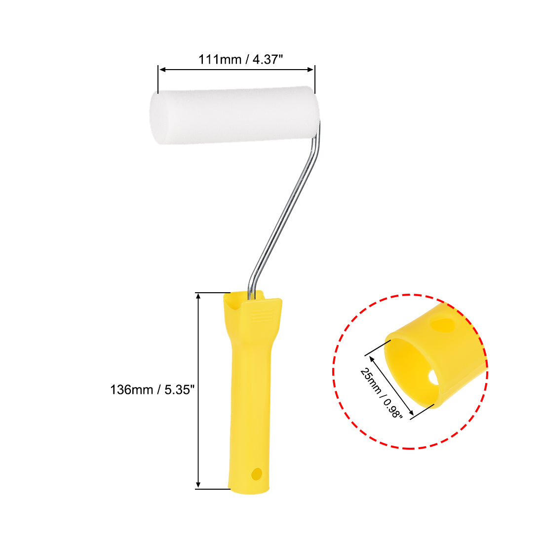Harfington Sponge Paint Roller Brush 4.5 Inch 111mm for Household Wall Painting Treatment with Plastic Handle