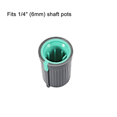 Harfington 12Pcs Potentiometer Volume Control Knob Cap Plastic Green 6mm Shaft 12mm x 17mm