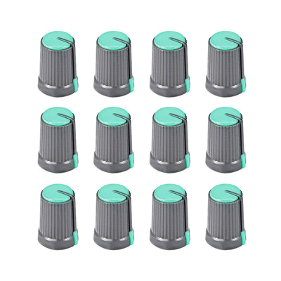 Harfington 12Pcs Potentiometer Volume Control Knob Cap Plastic Green 6mm Shaft 12mm x 17mm
