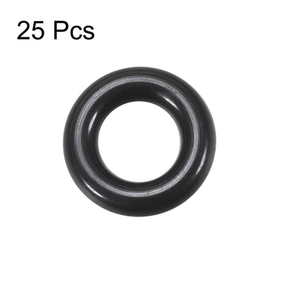 Harfington Fluorine Rubber O Rings Seal Gasket Black 25Pcs