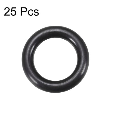 Harfington Fluorine Rubber O Rings Seal Gasket Black 25Pcs