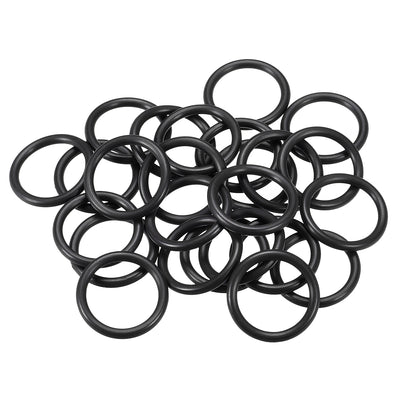 Harfington Fluorine Rubber O Rings Seal Gasket Black 25Pcs