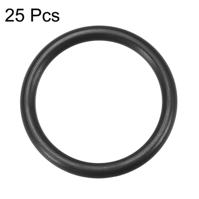 Harfington Fluorine Rubber O Rings Seal Gasket Black 25Pcs