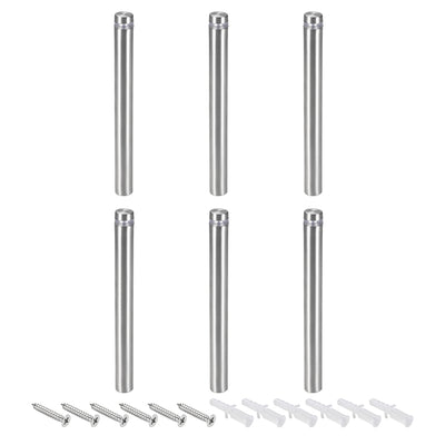 Harfington Glass Standoff Mount Stainless Steel Wall Standoff Holder Advertising Nails 12mm Dia 123mm Length with Mounting Screws , 6 Pcs