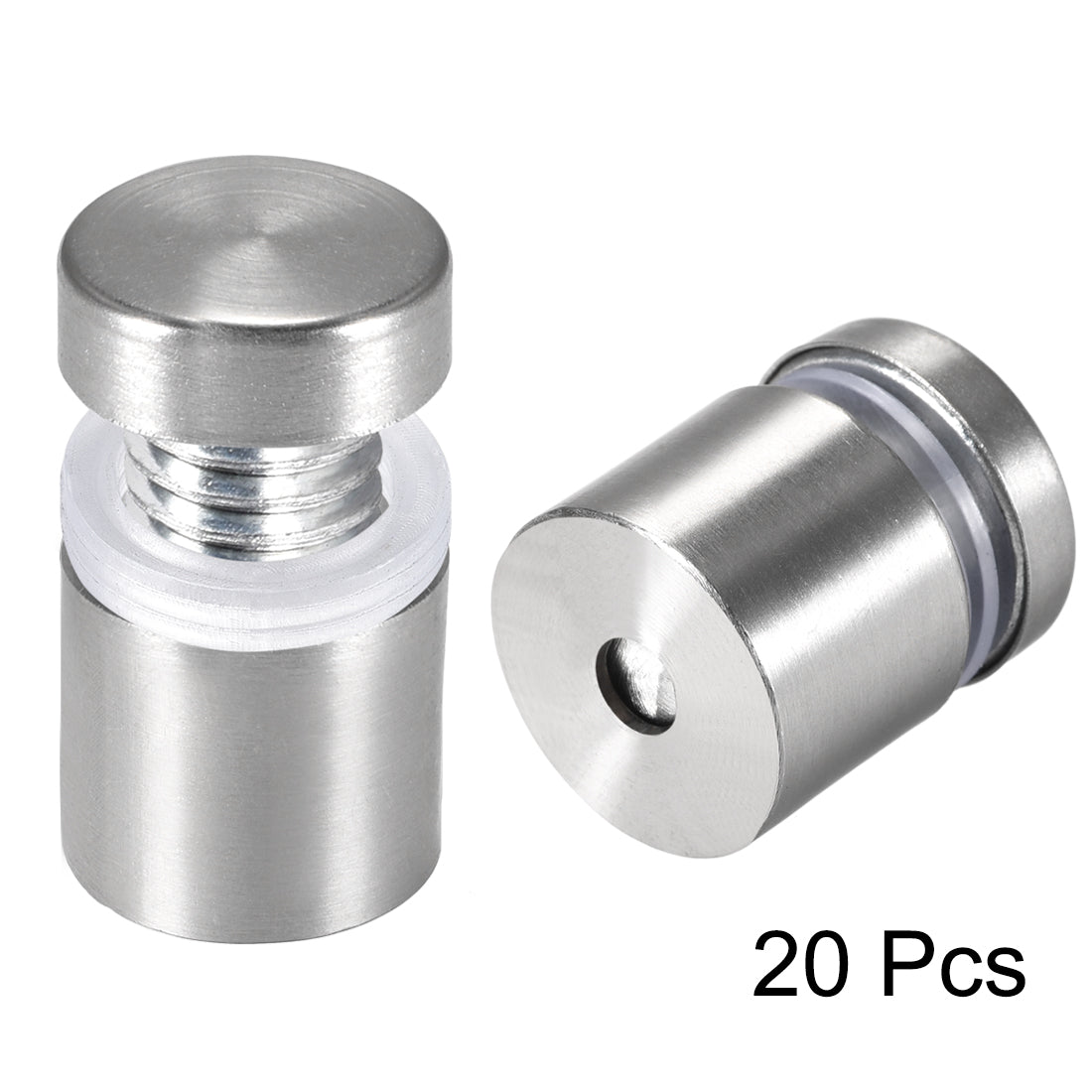 Harfington Glass Standoff Mount Stainless Steel Wall Standoff Holder Advertising Nails 16mm Dia 23mm Length with Mounting Screws , 20 Pcs