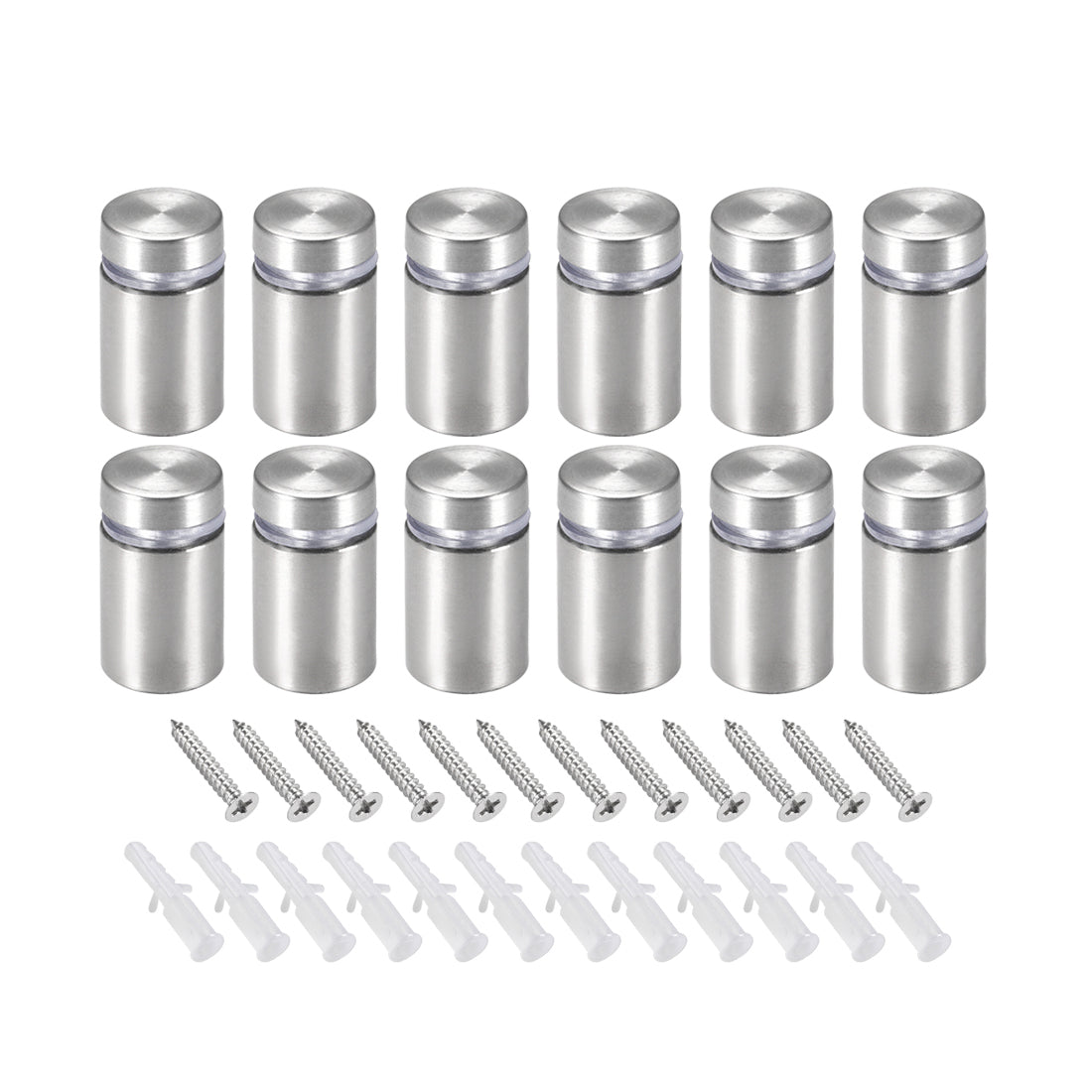 Harfington Glass Standoff Mount Stainless Steel Wall Standoff Holder Advertising Nails 16mm Dia 27mm Length with Mounting Screws , 12 Pcs