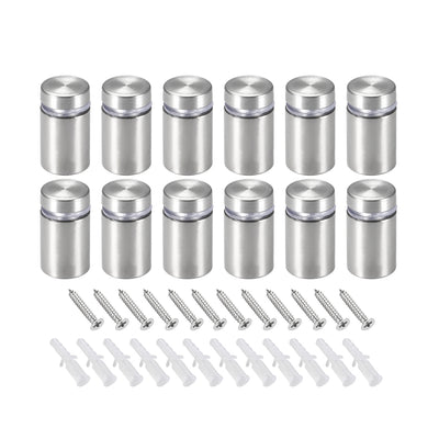 Harfington Glass Standoff Mount Stainless Steel Wall Standoff Holder Advertising Nails 16mm Dia 27mm Length with Mounting Screws , 12 Pcs
