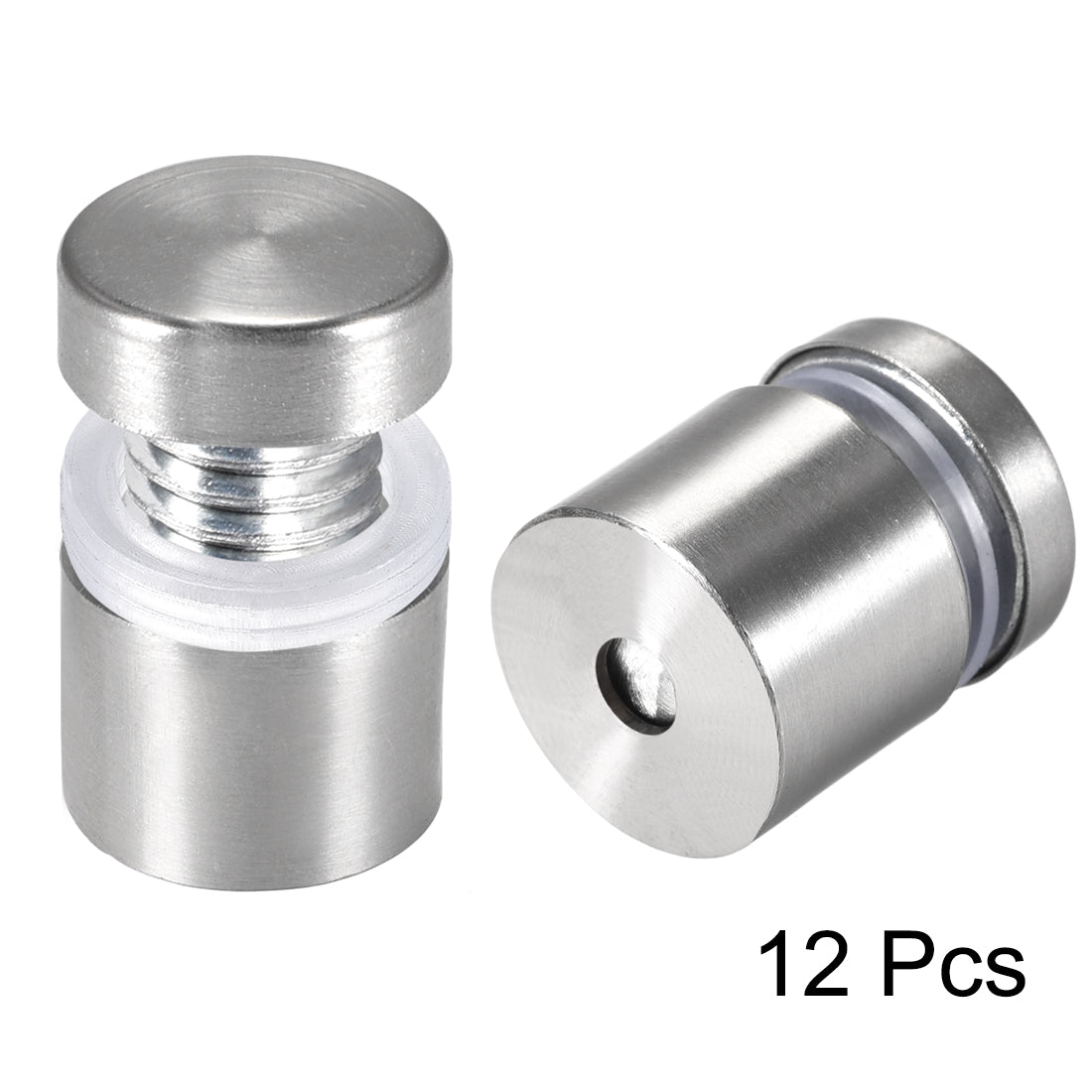 Harfington Glass Standoff Mount Stainless Steel Wall Standoff Holder Advertising Nails 19mm Dia 23mm Length with Mounting Screws , 12 Pcs