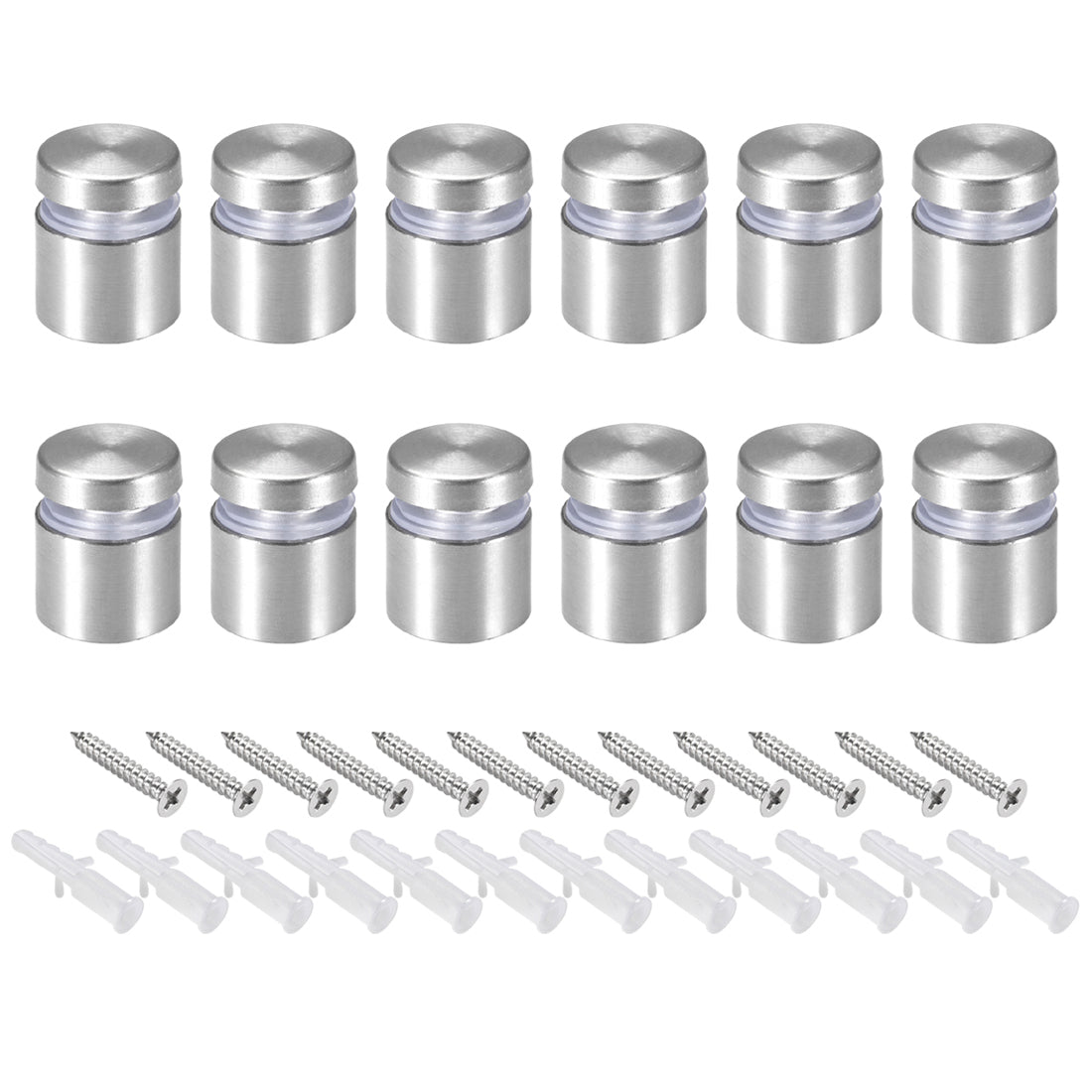 Harfington Glass Standoff Mount Stainless Steel Wall Standoff Holder Advertising Nails 19mm Dia 23mm Length with Mounting Screws , 12 Pcs
