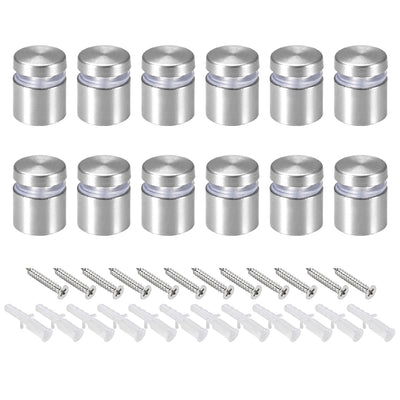 Harfington Glass Standoff Mount Stainless Steel Wall Standoff Holder Advertising Nails 19mm Dia 23mm Length with Mounting Screws , 12 Pcs