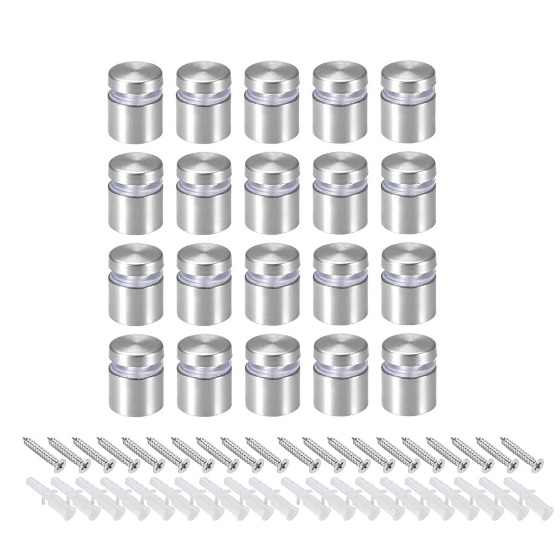 Harfington Glass Standoff Mount Stainless Steel Wall Standoff Holder Advertising Nails 19mm Dia 23mm Length with Mounting Screws , 20 Pcs