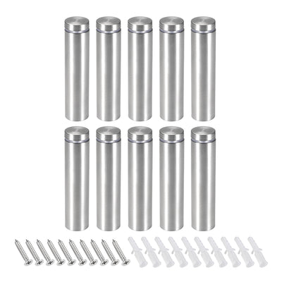 Harfington Glass Standoff Mount Stainless Steel Wall Standoff Holder Advertising Nails 19mm Dia 82mm Length with Mounting Screws , 10 Pcs