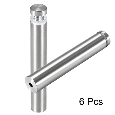 Harfington Glass Standoff Mount Stainless Steel Wall Standoff Holder Advertising Nails 19mm Dia 122mm Length with Mounting Screws , 6 Pcs