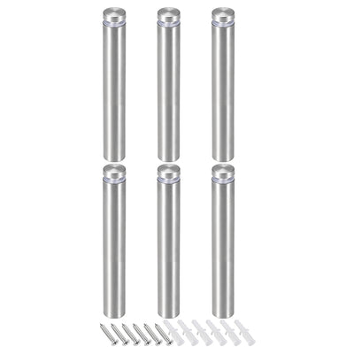 Harfington Glass Standoff Mount Stainless Steel Wall Standoff Holder Advertising Nails 19mm Dia 122mm Length with Mounting Screws , 6 Pcs