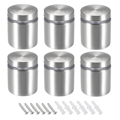 Harfington Glass Standoff Mount Stainless Steel Wall Standoff Holder Advertising Nails 25mm Dia 27mm Length with Mounting Screws , 6 Pcs