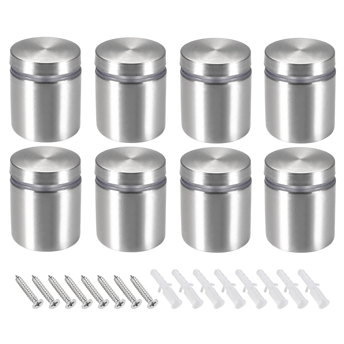 Harfington Glass Standoff Mount Stainless Steel Wall Standoff Holder Advertising Nails 25mm Dia 27mm Length with Mounting Screws , 8 Pcs