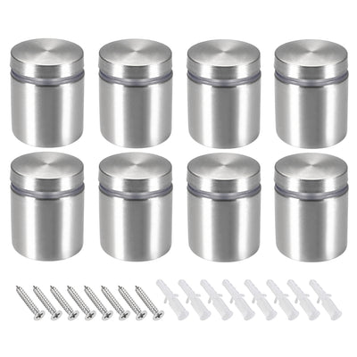Harfington Glass Standoff Mount Stainless Steel Wall Standoff Holder Advertising Nails 25mm Dia 27mm Length with Mounting Screws , 8 Pcs