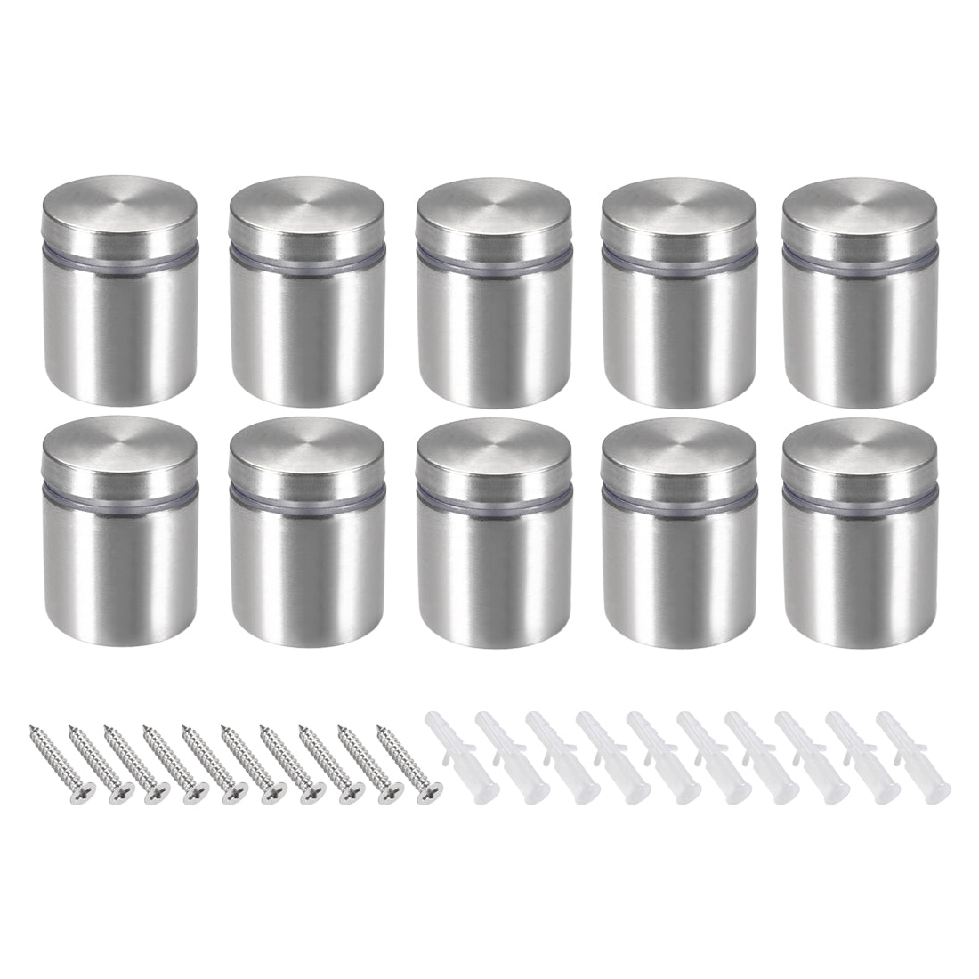 Harfington Glass Standoff Mount Stainless Steel Wall Standoff Holder Advertising Nails 25mm Dia 27mm Length with Mounting Screws , 10 Pcs
