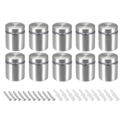 Harfington Glass Standoff Mount Stainless Steel Wall Standoff Holder Advertising Nails 25mm Dia 27mm Length with Mounting Screws , 10 Pcs