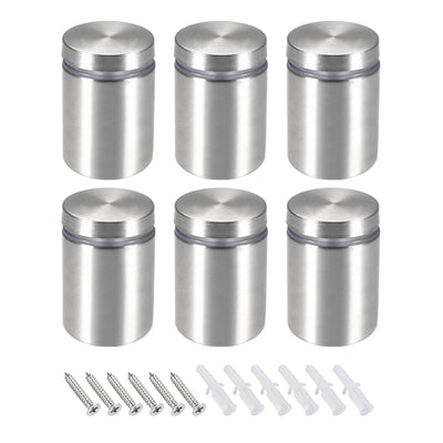 Harfington Glass Standoff Mount Stainless Steel Wall Standoff Holder Advertising Nails 25mm Dia 32mm Length with Mounting Screws , 6 Pcs