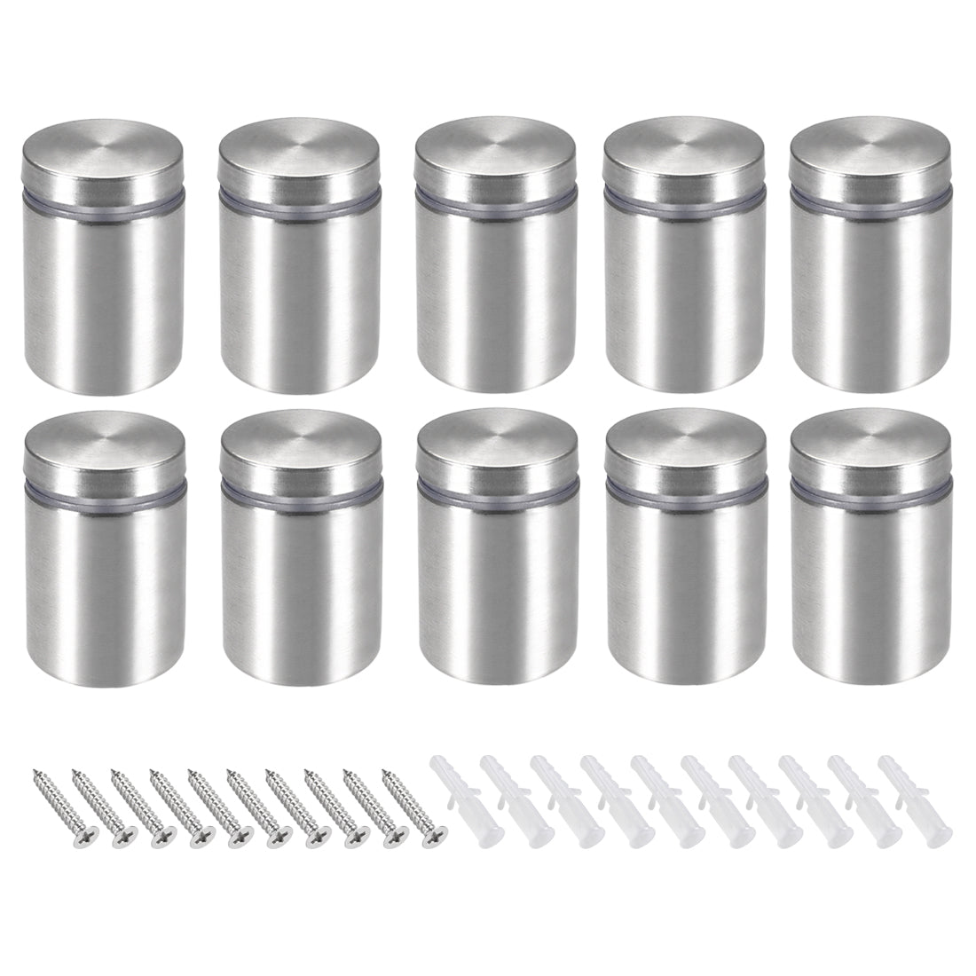 Harfington Glass Standoff Mount Stainless Steel Wall Standoff Holder Advertising Nails 25mm Dia 32mm Length with Mounting Screws , 10 Pcs