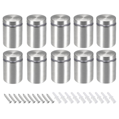 Harfington Glass Standoff Mount Stainless Steel Wall Standoff Holder Advertising Nails 25mm Dia 32mm Length with Mounting Screws , 10 Pcs