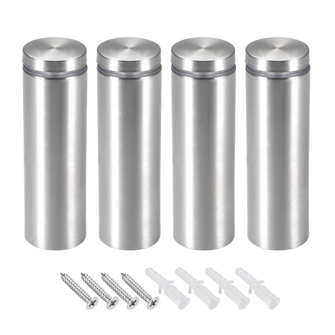 Harfington Glass Standoff Mount Stainless Steel Wall Standoff Holder Advertising Nails 25mm Dia 82mm Length with Mounting Screws , 4 Pcs