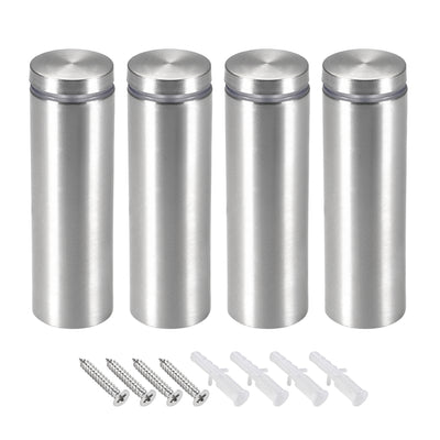 Harfington Glass Standoff Mount Stainless Steel Wall Standoff Holder Advertising Nails 25mm Dia 82mm Length with Mounting Screws , 4 Pcs