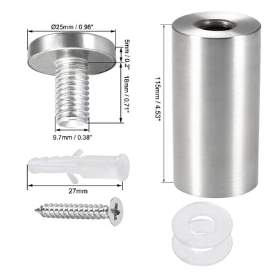 Harfington Glass Standoff Mount Stainless Steel Wall Standoff Holder Advertising Nails 25mm Dia 82mm Length with Mounting Screws , 6 Pcs