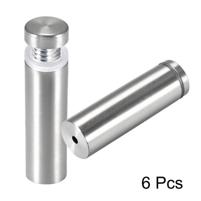 Harfington Glass Standoff Mount Stainless Steel Wall Standoff Holder Advertising Nails 25mm Dia 82mm Length with Mounting Screws , 6 Pcs