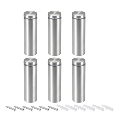 Harfington Glass Standoff Mount Stainless Steel Wall Standoff Holder Advertising Nails 25mm Dia 82mm Length with Mounting Screws , 6 Pcs
