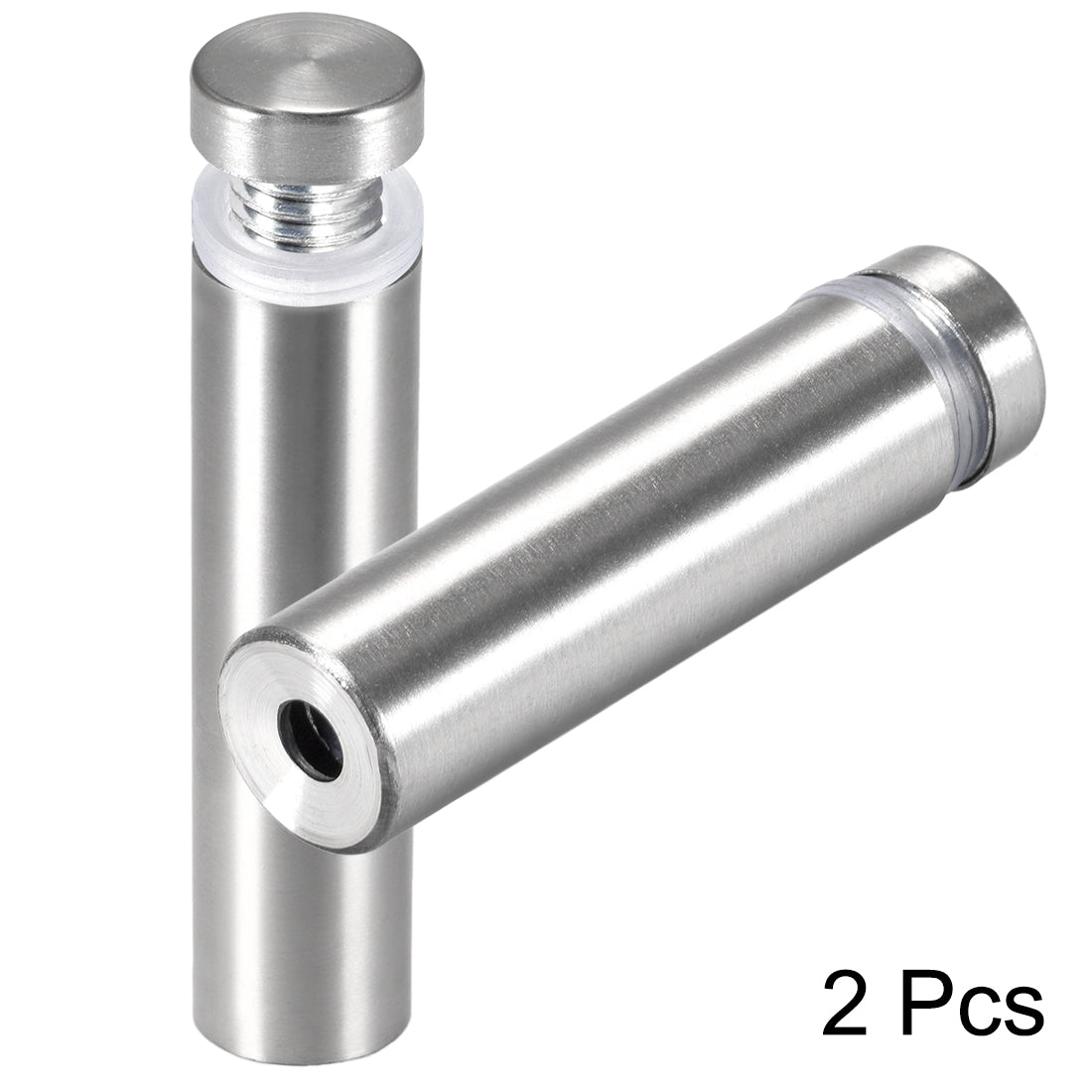 Harfington Glass Standoff Mount Stainless Steel Wall Standoff Holder Advertising Nails 25mm Dia 103mm Length with Mounting Screws , 2 Pcs