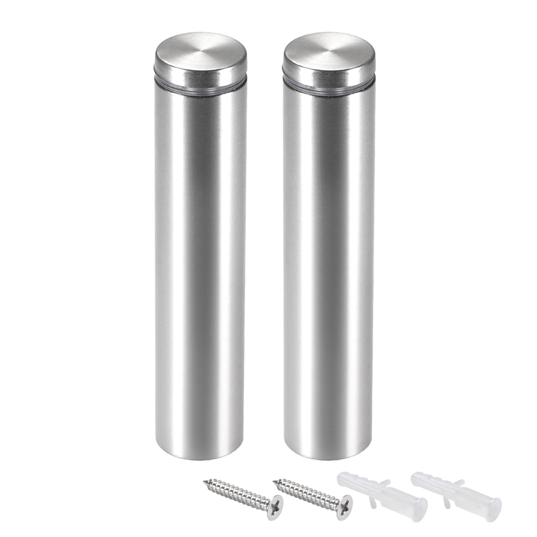 Harfington Glass Standoff Mount Stainless Steel Wall Standoff Holder Advertising Nails 25mm Dia 103mm Length with Mounting Screws , 2 Pcs