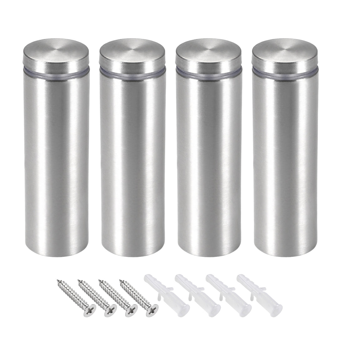 Harfington Glass Standoff Mount Stainless Steel Wall Standoff Holder Advertising Nails 25mm Dia 103mm Length with Mounting Screws , 4 Pcs